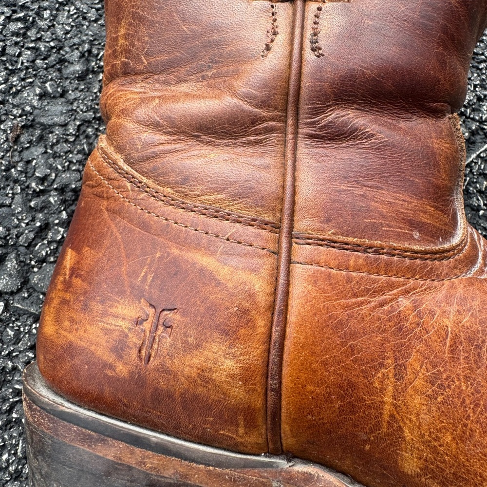 Frye Billy short Brown Leather Ankle Cowboy Boots Sz 10 - Picture 4 of 10